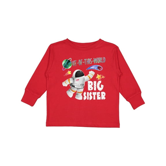 Inktastic Out of This World Big Sister Astronaut in Space Girls Long Sleeve Toddler T-Shirt