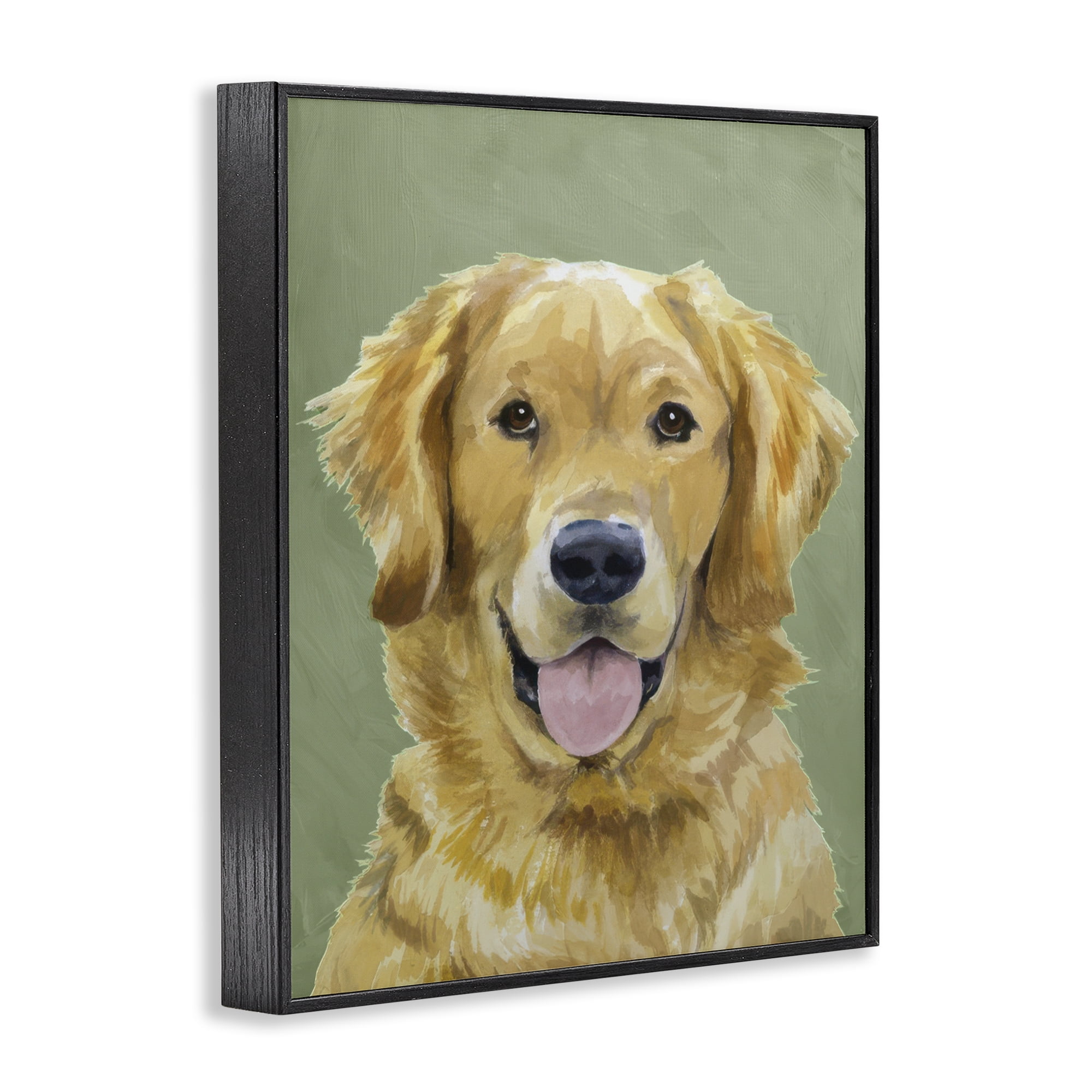 Stupell Industries Smiling Golden Retriever Portrait Black Framed Giclee Art, design by Lil' Rue