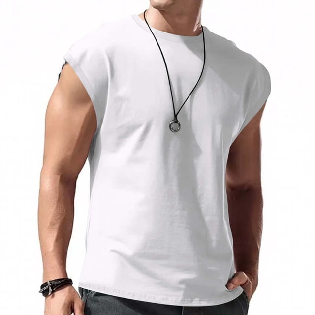 LOVZFMLL Tank Tops for Men Leisure Versatile Loose And Comfortable Solid Color Thin Style Sleeveless T-shirt