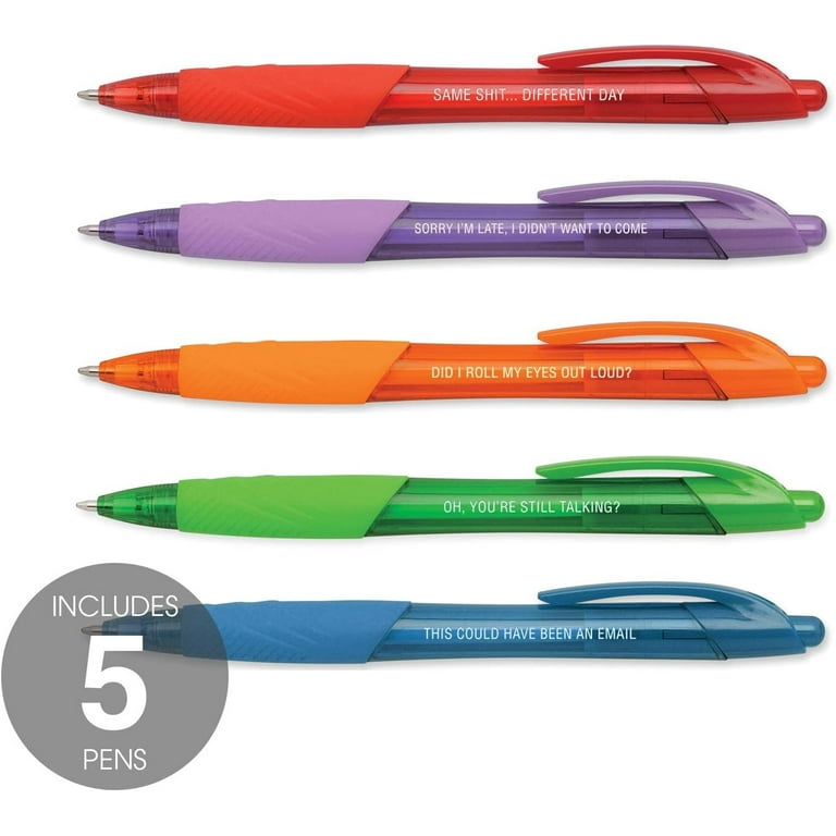 Snarky Office Pens/Set of 5 Funny Pens/Vibrant Ink Color With Funny White  Imprint/Brightly Colored Pen Ink Matches Barrel/Coworker Present 