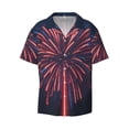 thumbnail image 4 of Uemuo Fireworks3 Pattern Cotton Linen Short Sleeve Shirts,Casual Lightweight Button Down Shirts,Vacation Beach Summer Tops-X-Large, 4 of 7