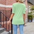 thumbnail image 5 of Mittory Women's Puff Sleeve Ruffle V Neck Top Loose Flowy Blouse Short Sleeve Stretchy T-Shirt Casual Dressy, 5 of 5