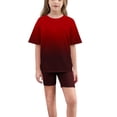 thumbnail image 5 of CHEEREAM Kids Summer Outfits for Girls Solid Crewneck Top T-Shirt and Biker Shorts Set 2 Piece Tracksuit Size 5-15Years, 5 of 8
