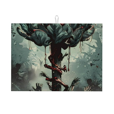 

Honeii Zombie Flower Apocalypse Print Kitchen Drying Mat Coffee Bar Mat Hide Stain Coffee Maker Mat for Countertops Coffee Pot Dish Drying Mat
