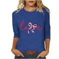 thumbnail image 3 of RKSTN Valentines Gift 3/4 Length Sleeve Womens Tops Oversized Crewneck Valentine Day Loves Heart Graphic Print Short Sleeve T Shirt Womens Casual Plus Size Round Neck Three Quarter Sleeve Tee Shirt, 3 of 6