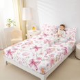 thumbnail image 3 of Manfei Pink Flowers Blossom Queen Sheet Sets For Girl,Chic Bow Tie Bed Set For Kids,4-Piece, 3 of 6