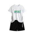 thumbnail image 2 of Spazoro Child's Boys Girls Outfit Sets, Shirts and Shorts Spring Summmer Breathable and Thin Dry Quickly Sport Running Suits for Kids Boys White Size 4-5T, 2 of 5