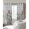 thumbnail image 4 of Spring Floral Kitchen Curtains Gray Plaid Farmhouse Flowers Watercolor Cafe Short Curtains for Bathroom Blackout Window Curtain Grommet Small Window Treatment Drapes for Bedroom Living Room 52"x45"x2, 4 of 9