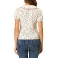 thumbnail image 3 of INSPIRE CHIC Women's Floral Peter Pan Collar Blouse Top White Red M, 3 of 5