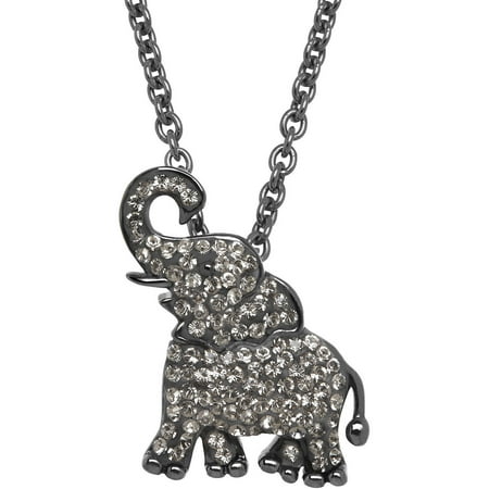 Animal Planet; African Elephant Pendant made with Swarovski Elements in Sterling Silver, 18