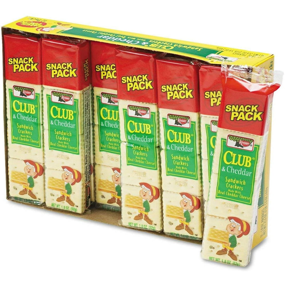 Keebler 21163 Sandwich Cracker, Club & Cheddar, 8 Cracker Snack Pack
