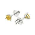thumbnail image 2 of 14K Solid Gold Screw Back Stud Earrings for Women | 1 cttw Round Cut Natural Citrine | White Gold, 2 of 5