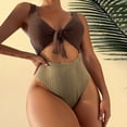 thumbnail image 2 of FhsagQ Ensembles de Maillots de Bain Rouges pour Femmes Maillots de Bain Sans Entrejambe Col en V Noué devant Maillot de Bain à Blocs de Couleur Monokini Ensembles de Maillots de Bain pour Femmes Ensemble Teddy Sans Entrejambe Café L, 2 of 8