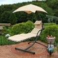 thumbnail image 4 of Sunnydaze Steel Outdoor Floating Chaise Lounge Chair with Stand and Canopy, Beige, 4 of 10