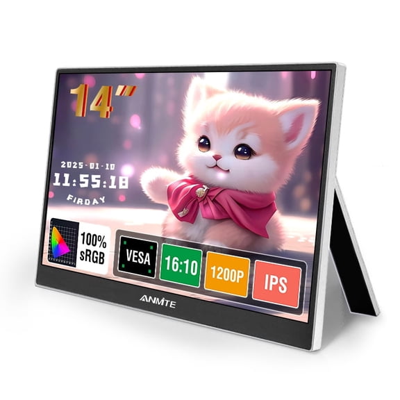 14 inch Portable Monitor 1200P HDR IPS Gaming Monitor USB TYPE C HDMI for Phone Laptop Desktop