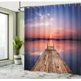thumbnail image 4 of Ambesonne Dock Shower Curtain, Panoramic Lake Old Pier Sunset, 69"Wx75"L, Violet Blue Coral Camel, 4 of 4