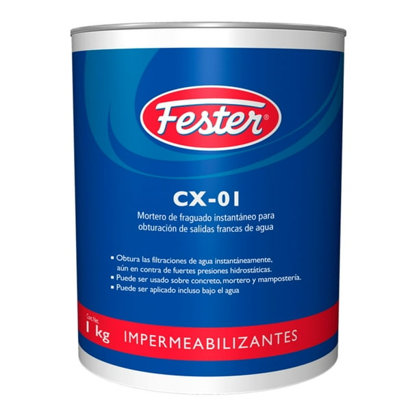 Mortero de Fraguado Instantáneo para Obturación de Salidas Francas de Agua Fester CX-01 1 KG