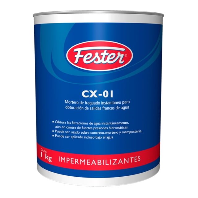 Mortero de Fraguado Instantáneo para Obturación de Salidas Francas de Agua Fester CX-01 1 KG