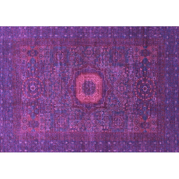 Ahgly Company Indoor Rectangle Oriental Purple Modern Area Rugs, 2' x 5'