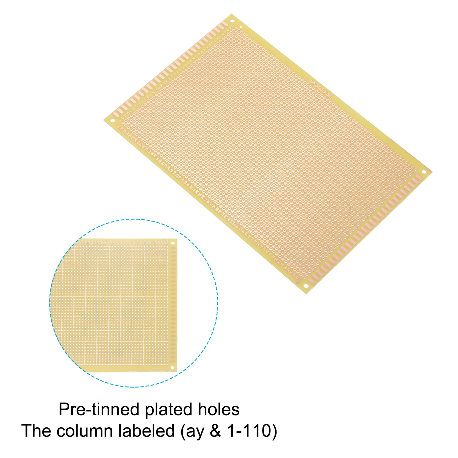 4.7" x 7.1" PCB Board Circuit, 12 Pcs Single Sided Prototype Solder Boards for Soldering and Electronic Project Circuit Boards Solderable Breadboard, Yellow