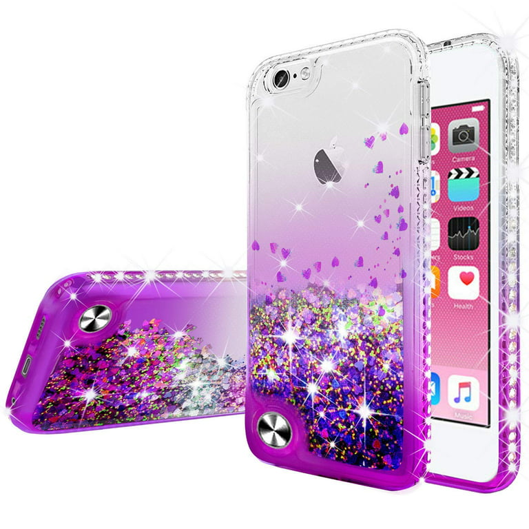 Caka for iPhone 7 8 Case, iPhone 6 6s SE 2020 5G Case for Girls Women with  Screen Protector Glitter Bling Sparkle Flower Liquid Phone Case for iPhone
