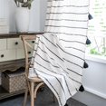 thumbnail image 5 of Vireellx Boho Curtains for Bedroom, Cream Hollow Crochet Stripes and Florals Print Cotton Linen Fabric Patchwork, Bohemian Beige Tassel Semi-Blackout Window Panel Farmhouse Drape, 5 of 8