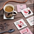 thumbnail image 3 of Inkdotpot Ensemble de 6 sous-Verres à Boisson Faciles à Nettoyer Base en Liège Carrée de 4 Pouces, Réutilisable, Joyeuse Saint-Valentin, 3 of 8