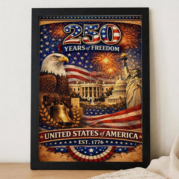Commemorative 250 Years America Garden 1776-USA Anniversary Wall Decor, Unframed Paper Poster 8x10in