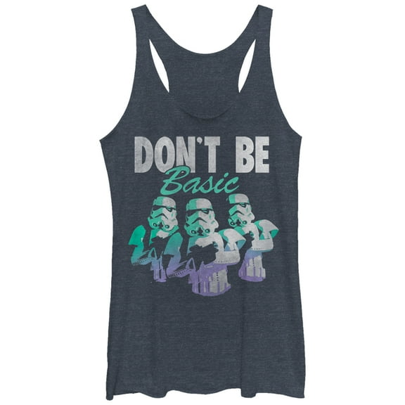 Women's Star Wars Stormtroopers Don't Be Basic Racerback Tank Top Navy Blue Heather Small