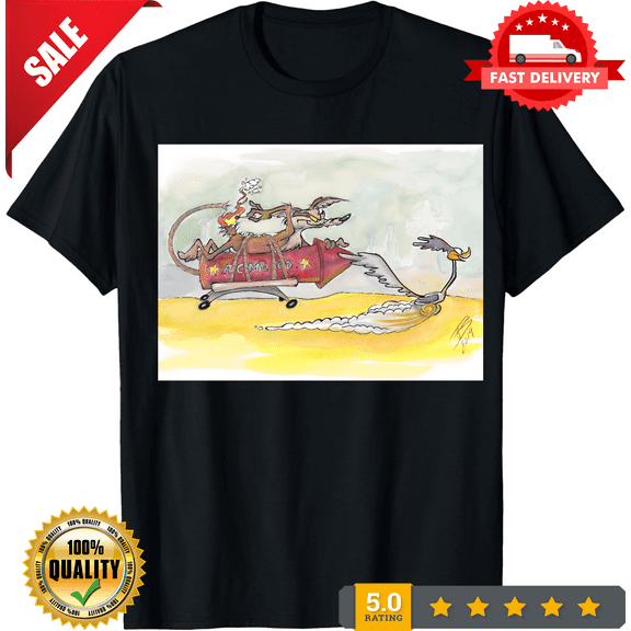Hot Wile E Coyote and the Road Runner Cotton Black Shirt S-4XL EG583, LIMITED EDITION-TH63826