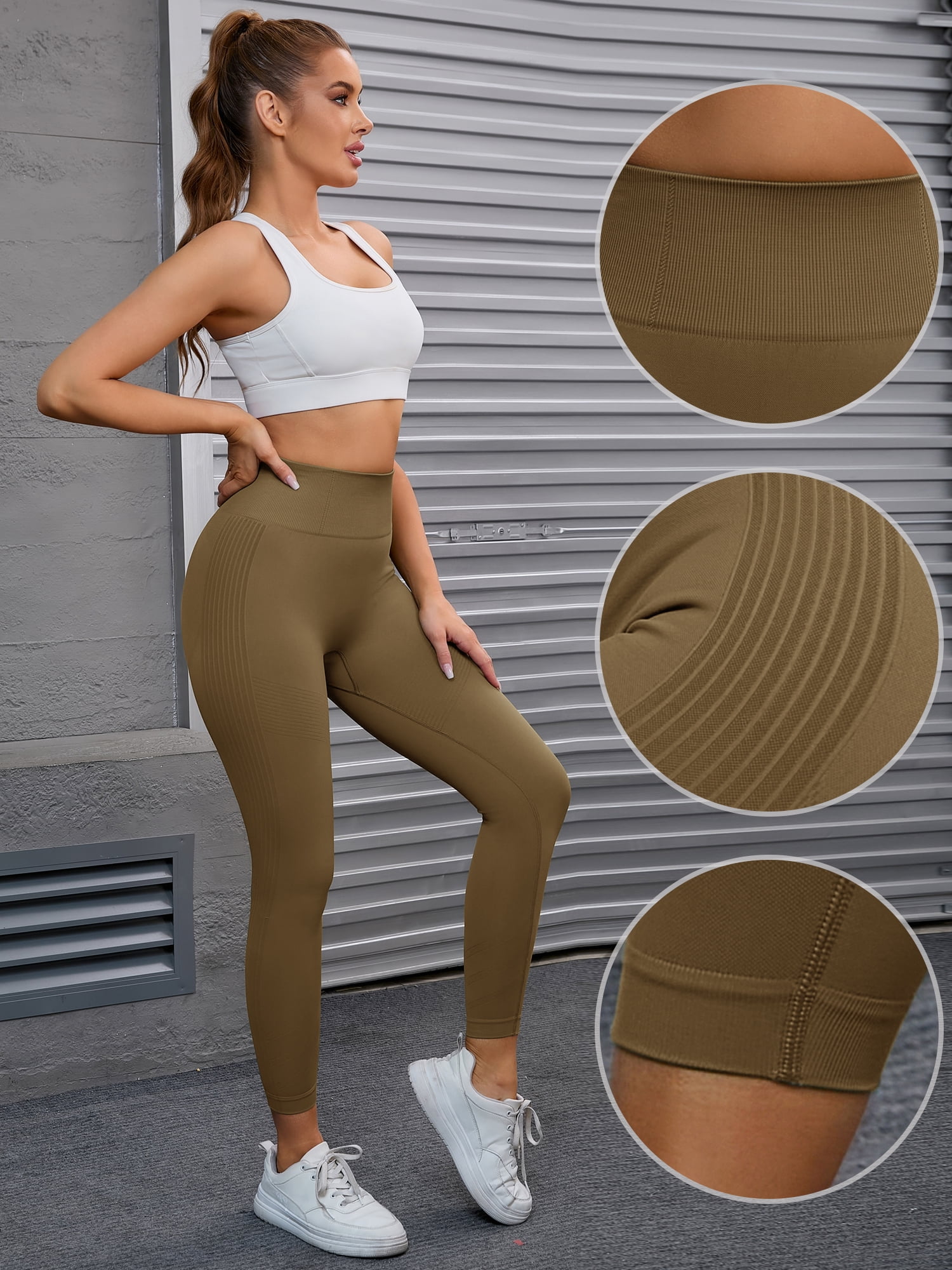Unique Bargains Women's High Waisted Leggings Tummy Control Thigh Shapers Pants M Brown