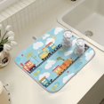 thumbnail image 4 of Yayeee Drying Mat for Kitchen Counter Dishes Microfiber Coffee Decorative Pad, Cartoon Train Pattern, 4 of 9