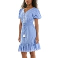 thumbnail image 5 of Split Neck Embroidered Poplin Dress, 5 of 6
