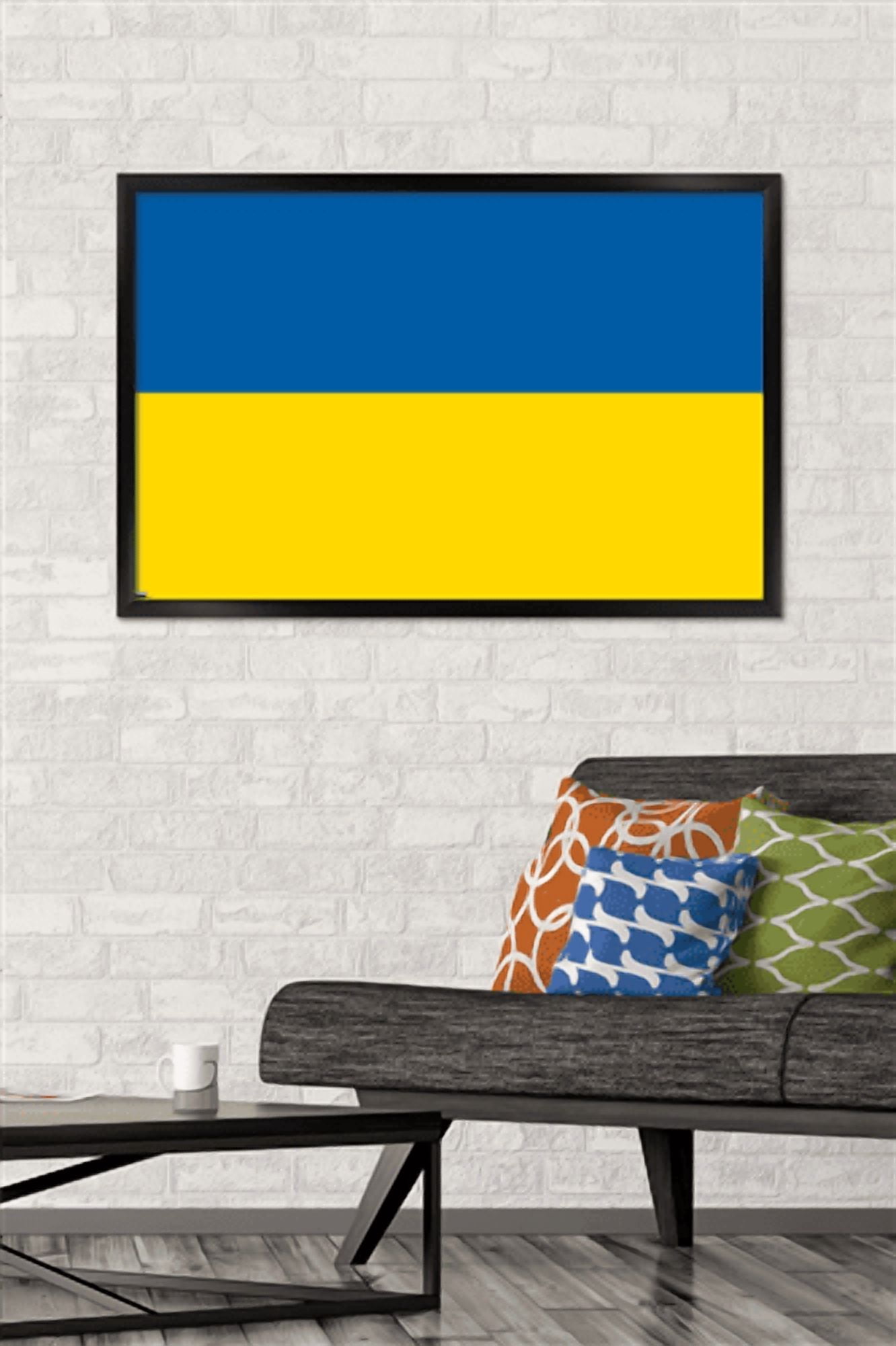 Ukrainian Flag Wall Poster, 22.375" x 34" Framed