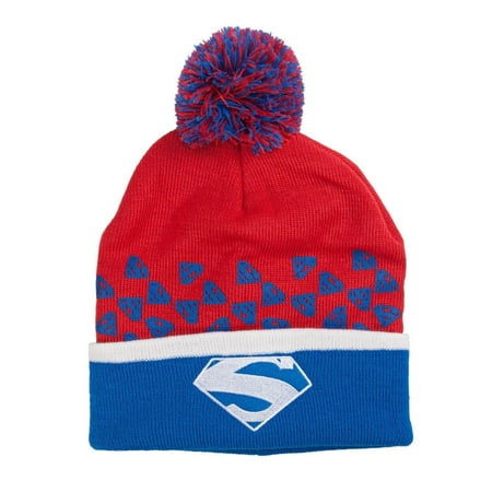 Superman – Logo All-Over Adult Pom Pom Beanie