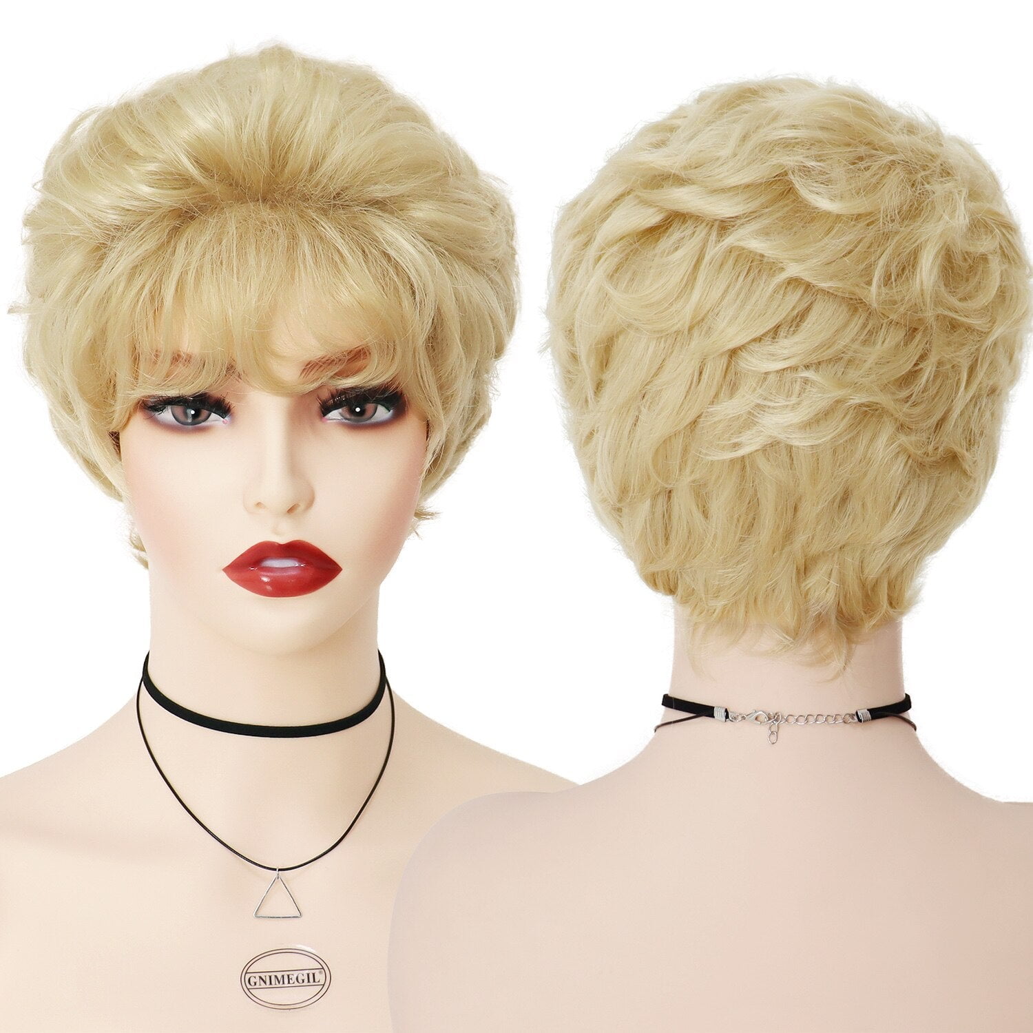 Synthetic Ombre Gray Short Curly Wigs for Women, Moms, Seniors Golden