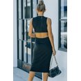 thumbnail image 1 of ABPHQTO Vestido midi sin mangas con abertura delantera torcida negra para mujer, 1 of 5