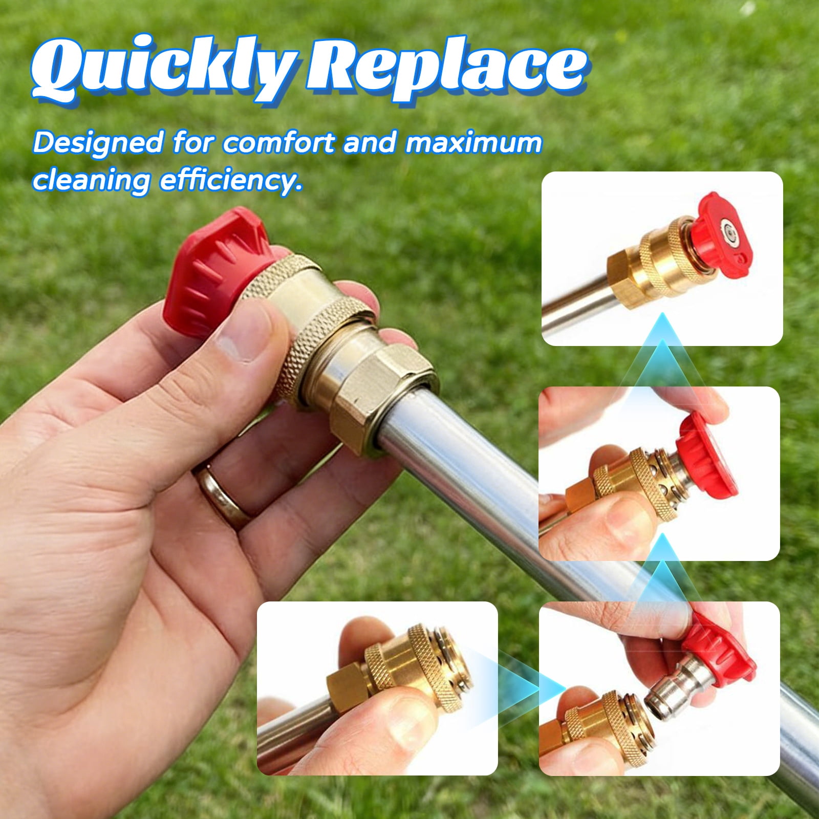 Jet Nozzle Power Washer for Garden Hose, 3 High-Pressure Nozzles, 2026 New High Pressure Water Jet for Patio Garden Outdoor Cleaning