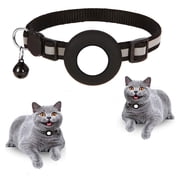 Airtag cat Holder,Reflective Kitten Collar with Apple Airtag Cat Collar Holder,Adjustable 8-13In,Bell for Girl Boy Cats, 0.4 Inches in Width and Lightweight(Black)