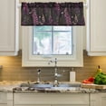 thumbnail image 2 of Yayeee Kitchen Valance Rod Pocket 54" x 18" Living Room Window Curtain, Dark Purple Floral Pattern, 2 of 6