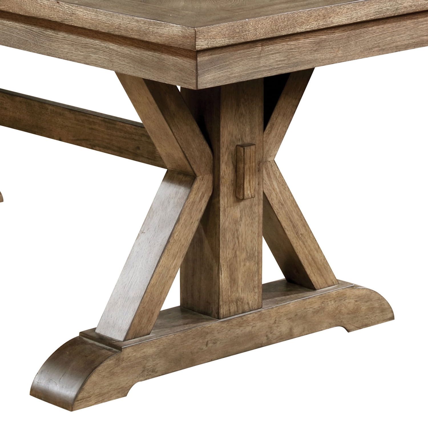 Furniture of America Stanley Rustic Extendable Dining Table, Light Oak