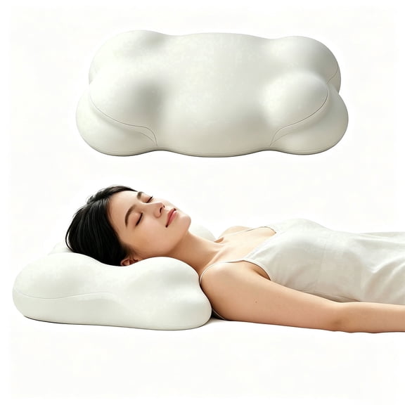 Liwantech Cloud Cervical Memory Foam Pillow, Ergonomic Adjustable Washable Neck Support Pillow for All Sleepers