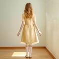 thumbnail image 2 of Juslio Girl Dresses Casual Short Sleeve Tulle Summer Beach A-line Knee Length Beige Sundress, 2 of 7