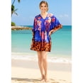 thumbnail image 3 of LA LEELA Women's Beachwear Summer Swim Beach Dress Cover ups for Swimwear Women Plus Size Fall Swimsuit Coverups for Women 3X-4X Sapphire_AC951, 3 of 5