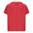 thumbnail image 6 of Htigea Women's Plus Size Cotton Linen T-Shirts Summer Collared Short Sleeve Tops Cute Tee Casual Loose Fit Shirts for Daily Vacation Hot Pink XXXXL, 6 of 6