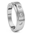 thumbnail image 2 of Pompeii 1/2Ct Diamond Ring Men's Lab Grown 3 Stone Polished Wedding Band in 10k Gold, 2 of 5