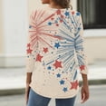 thumbnail image 6 of Women's 250th Anniversary USA Shirt Patriotic American Flag Print V-Neck Button 3/4 Sleeve T-Shirt, 6 of 6