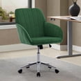 thumbnail image 5 of Newest Silver Base Swivel Chair, Velvet Ergonomic Office Chair with Memory Foam Cushion, Green, Adjustable, 5 of 9
