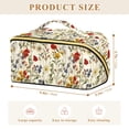 thumbnail image 4 of FORMRS Makeup Bag Travel Cosmetic Organizer for Women Fold Flat Zipper Pouch with Handle, Beige Floral, 4 of 8