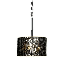 Varaluz Estela 3-Lt Convertible Pendant/Semi-Flush - Matte Black/French Gold